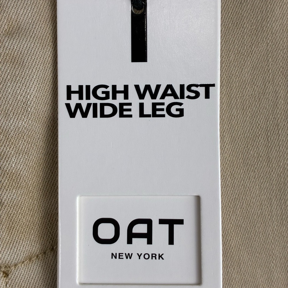 OAT New York High Waist Wide Leg Pants NWT Khaki Beige Size 12/31 - Picture 3 of 7